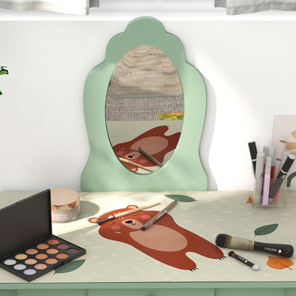 Toddler Bed Frame with Dressing Table, Mirror & Stool Animal Design for Ages 3-6 - Green