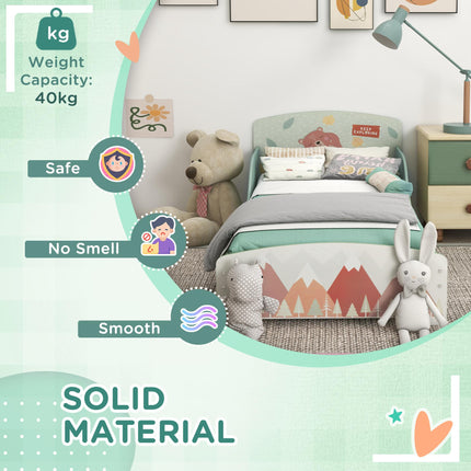Toddler Bed Frame with 6-Bin Storage Shelf Unit for Ages 3-6 - Green