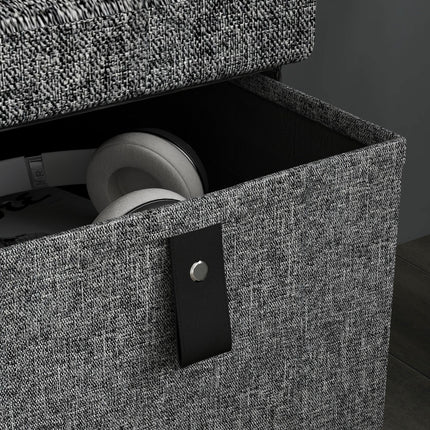Six-Drawer Shoe Storage Bench with Padded Seat - Dark Grey