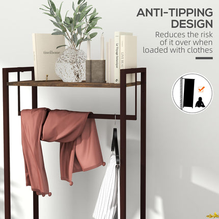 Free Standing Clothes Rail with 3 Fabric Drawers & Storage Shelves - Rustic Brown