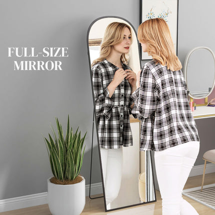 162cm Full-Length Aluminium Frame Standing Mirror - Black
