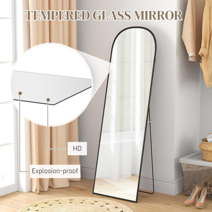 162cm Full-Length Aluminium Frame Standing Mirror - Black