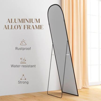162cm Full-Length Aluminium Frame Standing Mirror - Black
