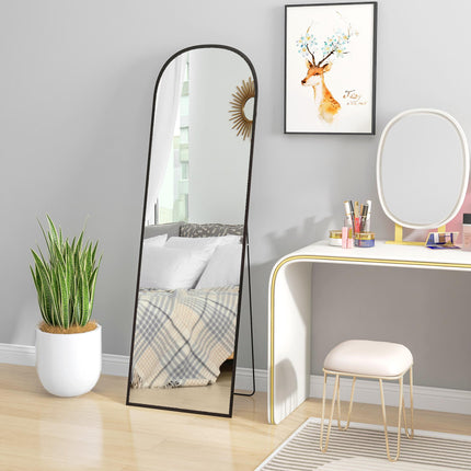 162cm Full-Length Aluminium Frame Standing Mirror - Black