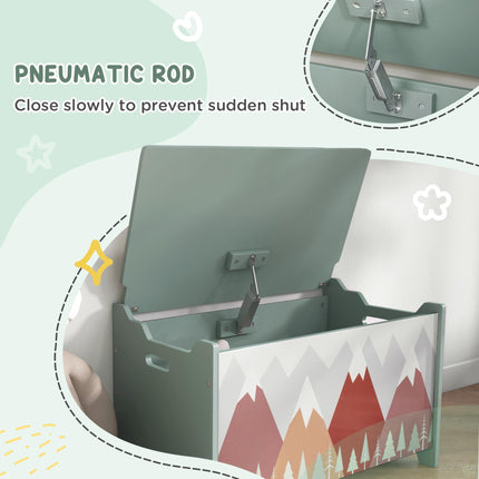 Kids Bedroom Furniture Set with Bed Frame, Toy Chest, Dressing Table & Stool for Ages 3-6 - Green