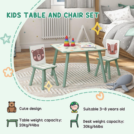 Kids Table and Chair Set with Easel, Paper Roll & Storage Baskets - Green