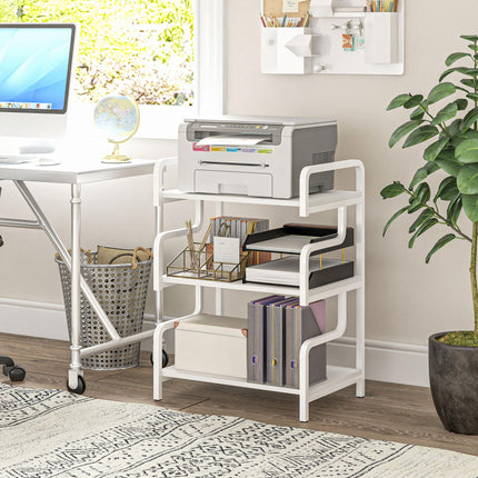 3-Tier Industrial Metal Storage Shelves with Waved Sides for Home Office Display - White