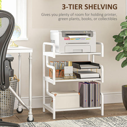 3-Tier Industrial Metal Storage Shelves with Waved Sides for Home Office Display - White