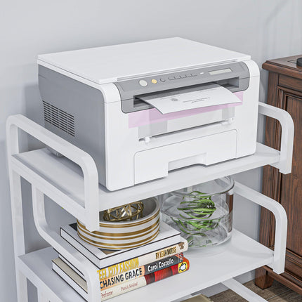 3-Tier Industrial Metal Storage Shelves with Waved Sides for Home Office Display - White