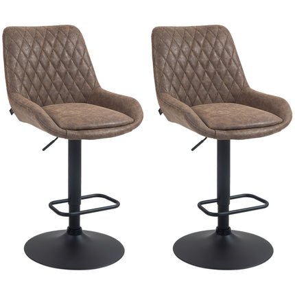 Adjustable Retro Bar Stools Set of 2 with Back Support - Coffee
