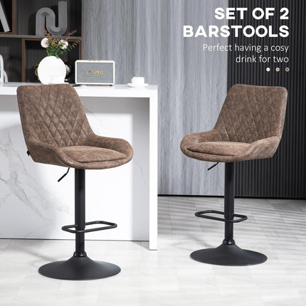 Adjustable Retro Bar Stools Set of 2 with Back Support - Coffee