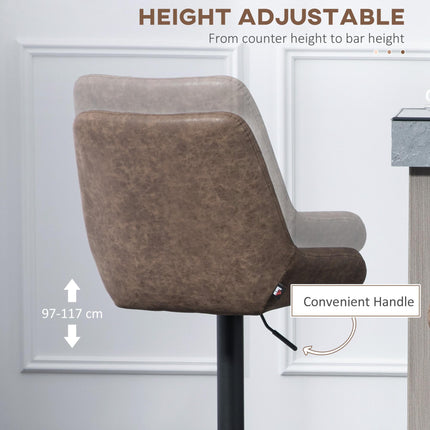 Adjustable Retro Bar Stools Set of 2 with Back Support - Coffee