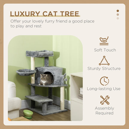 Sisal 100cm Cat Tree Tower with Scratching Post - Grey