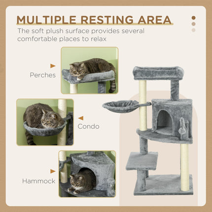 Sisal 100cm Cat Tree Tower with Scratching Post - Grey