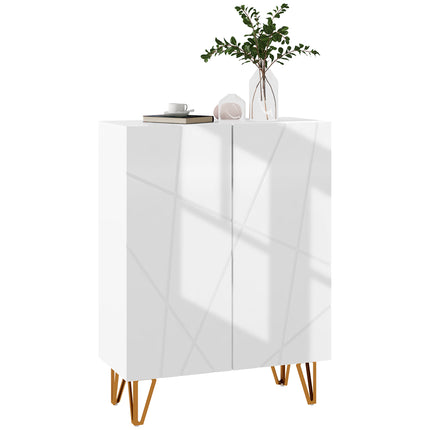 Narrow Shoe Storage Cabinet with Adjustable Shelves and Soft-Close Hinges for 15-20 Pairs - White