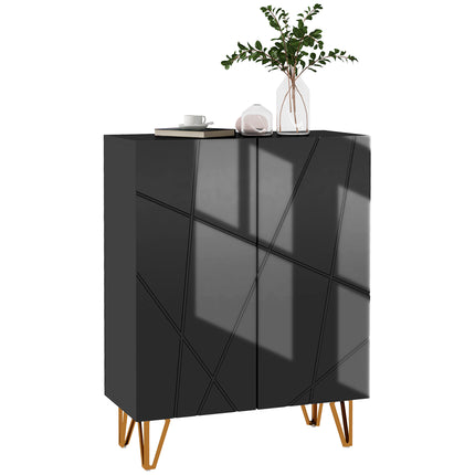 Narrow Shoe Storage Cabinet for 15-20 Pairs with Soft-Close Hinges and Adjustable Shelves - Black