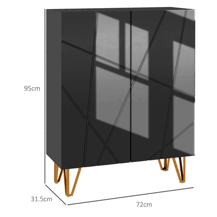 Narrow Shoe Storage Cabinet for 15-20 Pairs with Soft-Close Hinges and Adjustable Shelves - Black