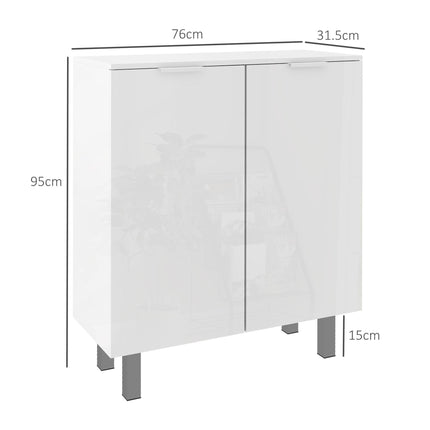 Five-Shelf Shoe Storage Cupboard for 20 Pairs with Soft-Close Doors - White