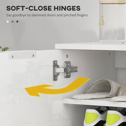 Five-Shelf Shoe Storage Cupboard for 20 Pairs with Soft-Close Doors - White