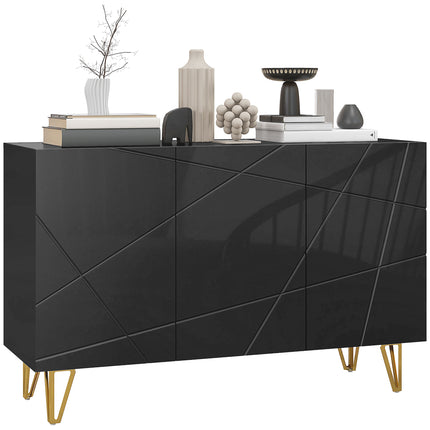 Modern Luxe High Gloss Sideboard with Hairpin Legs - White