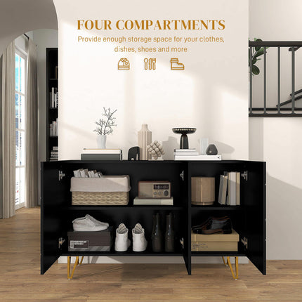 Modern Luxe High Gloss Sideboard with Hairpin Legs - White
