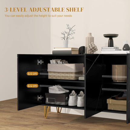 Modern Luxe High Gloss Sideboard with Hairpin Legs - White