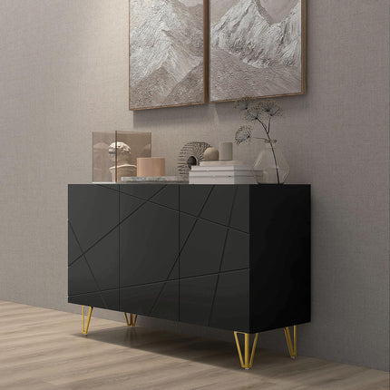 Modern Luxe High Gloss Sideboard with Hairpin Legs - White