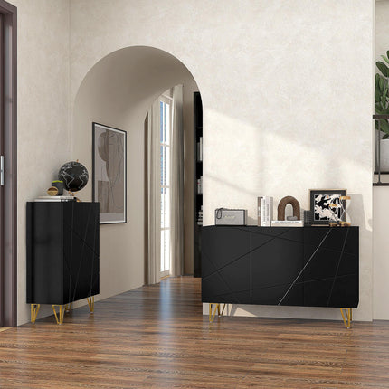 Modern Luxe High Gloss Sideboard with Hairpin Legs - White