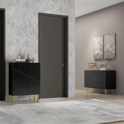 Modern Luxe High Gloss Sideboard with Hairpin Legs - White