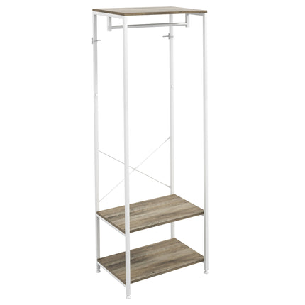 Hallway Coat Rack and Shoe Bench with Shelves - Grey
