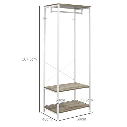 Hallway Coat Rack and Shoe Bench with Shelves - Grey