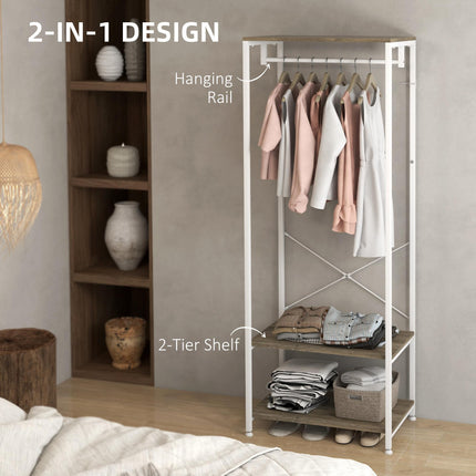 Hallway Coat Rack and Shoe Bench with Shelves - Grey