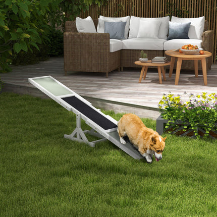 Wooden Dog Agility Seesaw for Big Dogs with Anti-Slip Surface - White