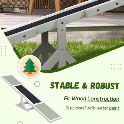 Wooden Dog Agility Seesaw for Big Dogs with Anti-Slip Surface - White