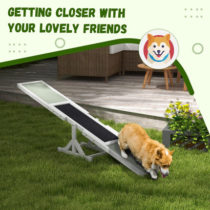 Wooden Dog Agility Seesaw for Big Dogs with Anti-Slip Surface - White