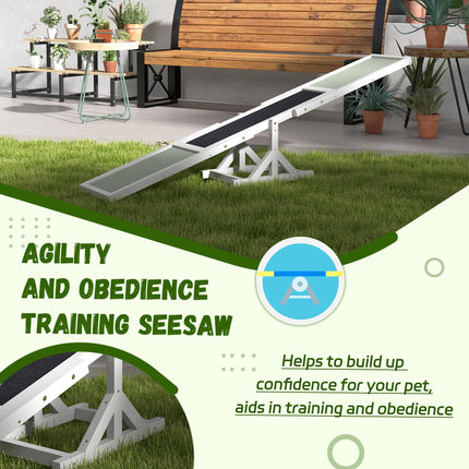 Wooden Dog Agility Seesaw for Big Dogs with Anti-Slip Surface - White