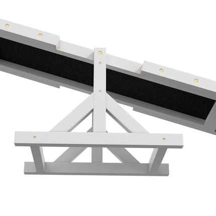Wooden Dog Agility Seesaw for Big Dogs with Anti-Slip Surface - White