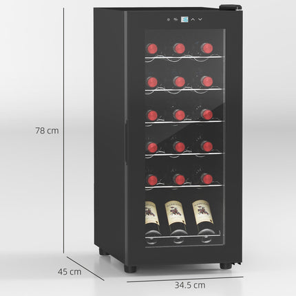 18 Bottle Freestanding Wine Cooler with Temperature Control - Black