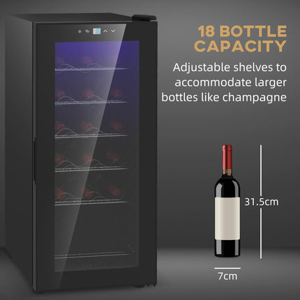 18 Bottle Freestanding Wine Cooler with Temperature Control - Black