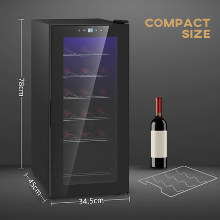 18 Bottle Freestanding Wine Cooler with Temperature Control - Black