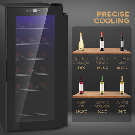 18 Bottle Freestanding Wine Cooler with Temperature Control - Black