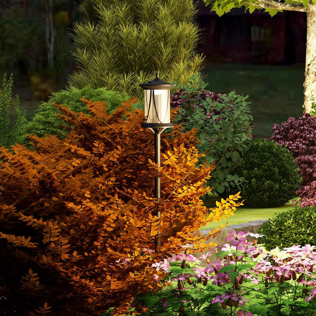 1.3 Metre Solar LED Outdoor Waterproof Lamp Post Light Cool White - Black