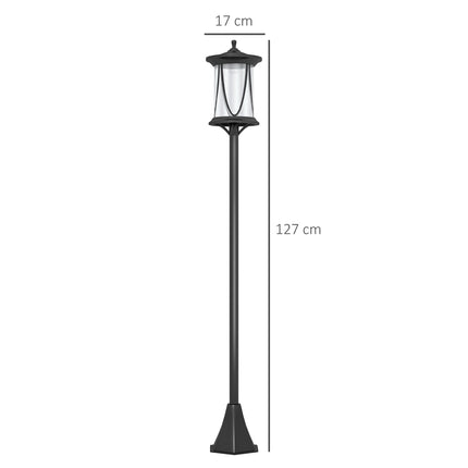 1.3 Metre Solar LED Outdoor Waterproof Lamp Post Light Cool White - Black