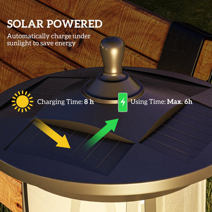 1.3 Metre Solar LED Outdoor Waterproof Lamp Post Light Cool White - Black