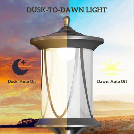 1.3 Metre Solar LED Outdoor Waterproof Lamp Post Light Cool White - Black
