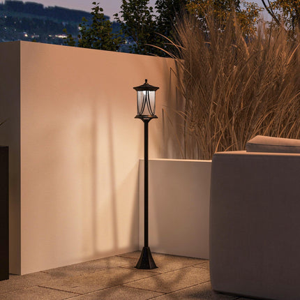 1.3 Metre Solar LED Outdoor Waterproof Lamp Post Light Cool White - Black