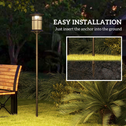 Set of 2 Traditional 1.8m Solar Lamp Posts Stainless Steel - Black