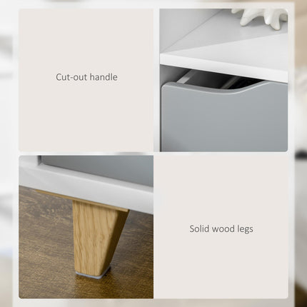 Modern Bedside Table with Shelf and Drawer 36.8x33x43.8cm - White Grey
