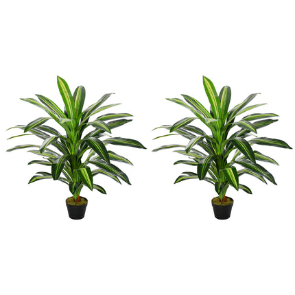 Set of 2 Artificial 110cm Dracaena Trees with Nursery Pots - Green