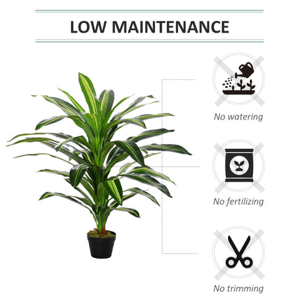 Set of 2 Artificial 110cm Dracaena Trees with Nursery Pots - Green